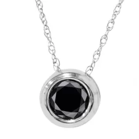 1 1/10ct Black Bezel Solitaire Pendant 14K White Gold