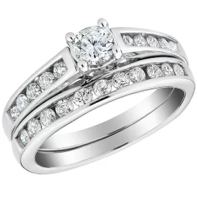 1 1/10ct Diamond Cushion Halo Diamond Engagement Wedding Ring Set 10k White Gold