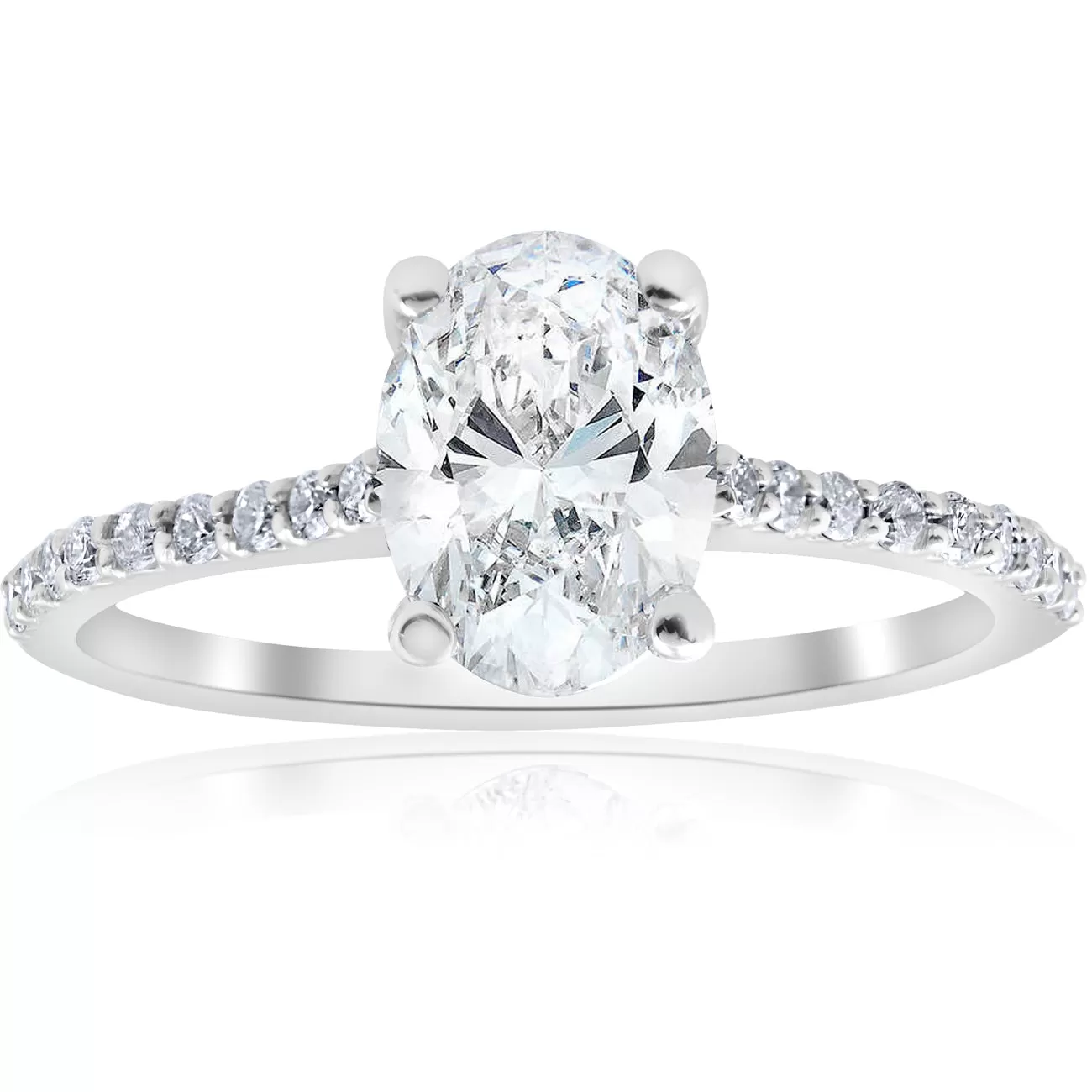 1 1/10ct Oval Diamond Engagement Ring 14k White Gold Jewelry