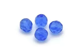 10 Vintage Glass Faceted Blue Beads  (9mm) Cv12  CF29