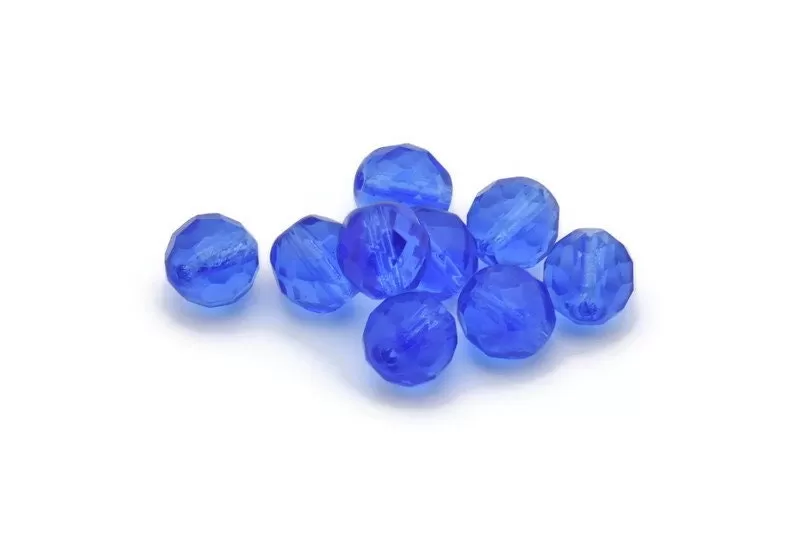 10 Vintage Glass Faceted Blue Beads  (9mm) Cv12  CF29