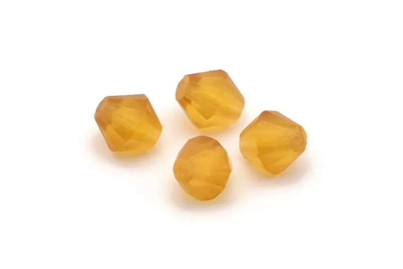 10 Vintage Glass Faceted Diamond Citrine Yellow Beads  ( 9 Mm ) Cv18  CF33