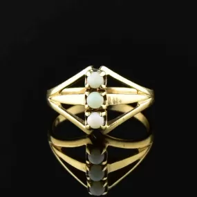 10K Gold Opal Geometric Statement Ring, Sz 5.5