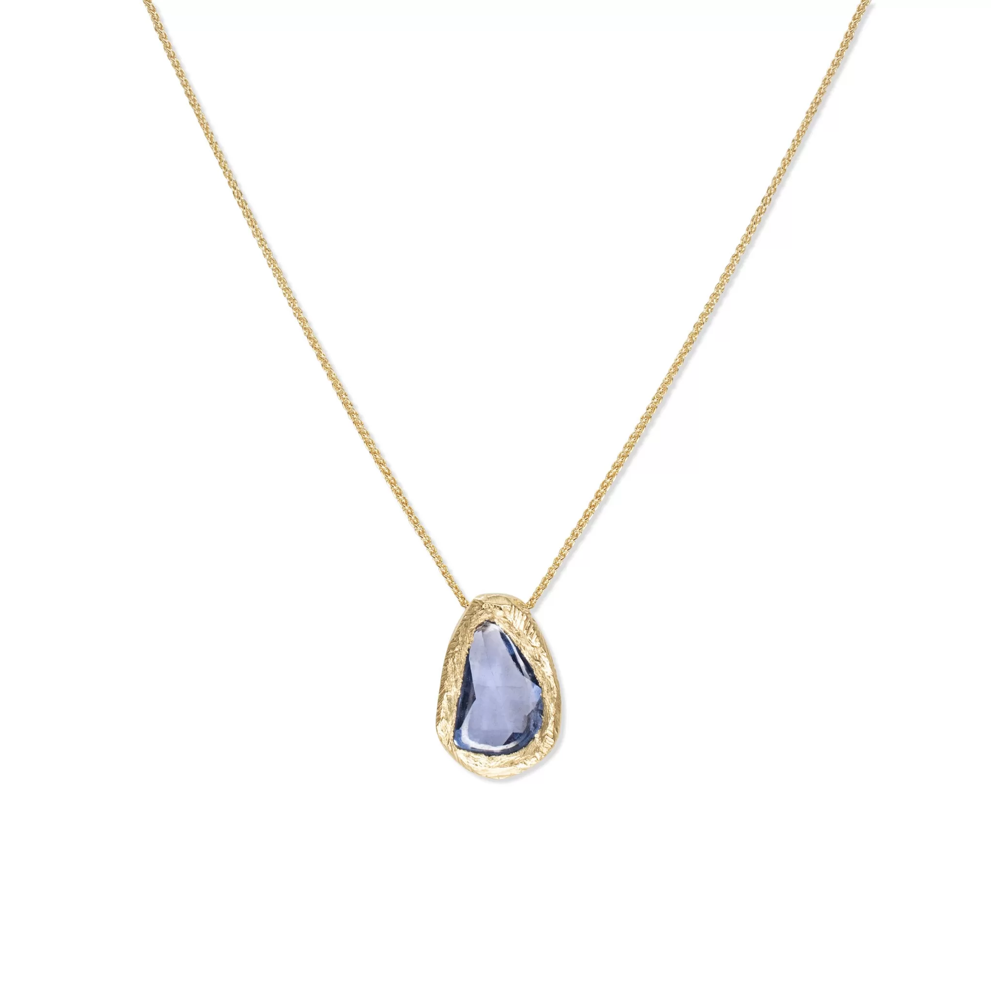 18K Freeform Slider Necklace in Blue Sapphire