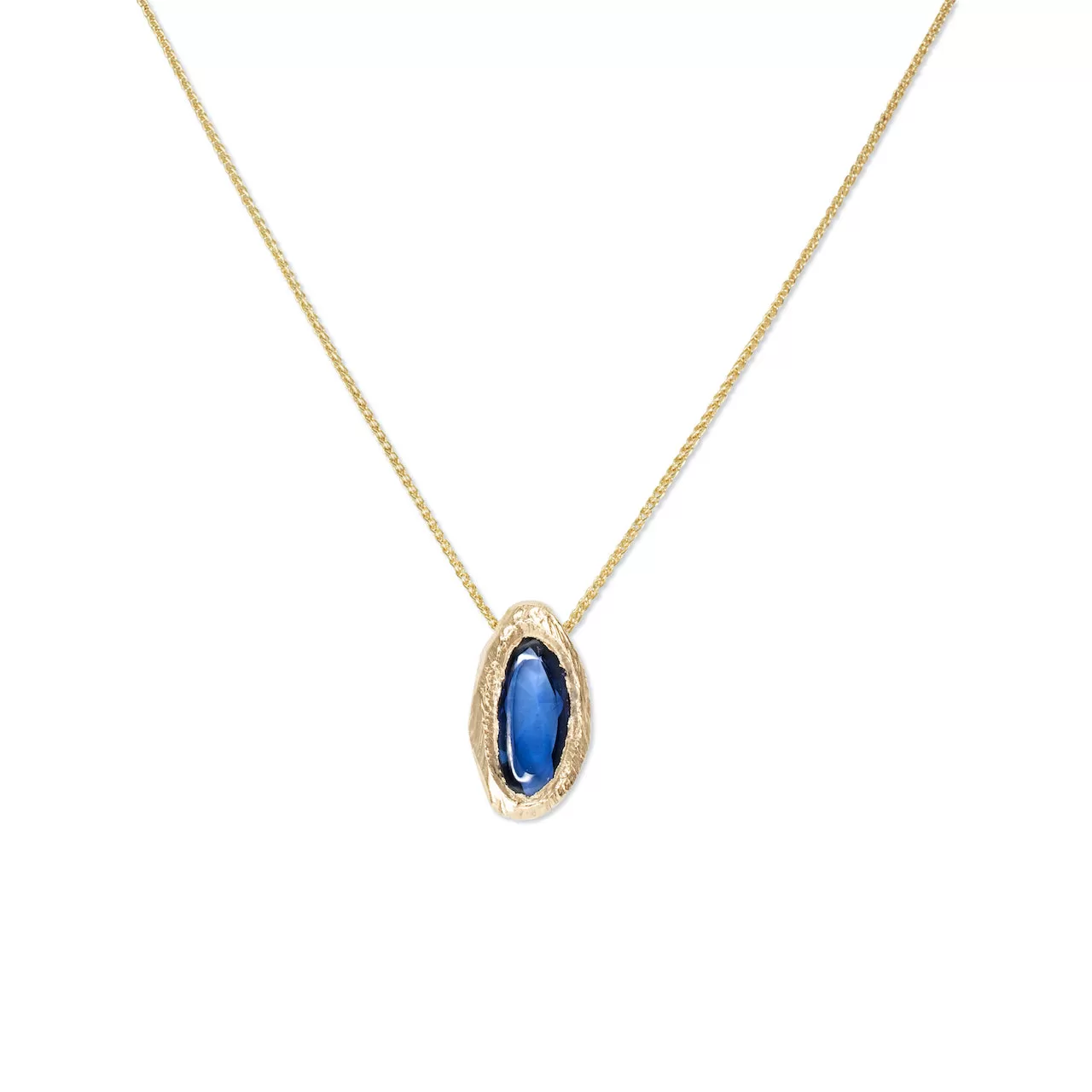 18K Freeform Slider Necklace in Dark Blue Sapphire