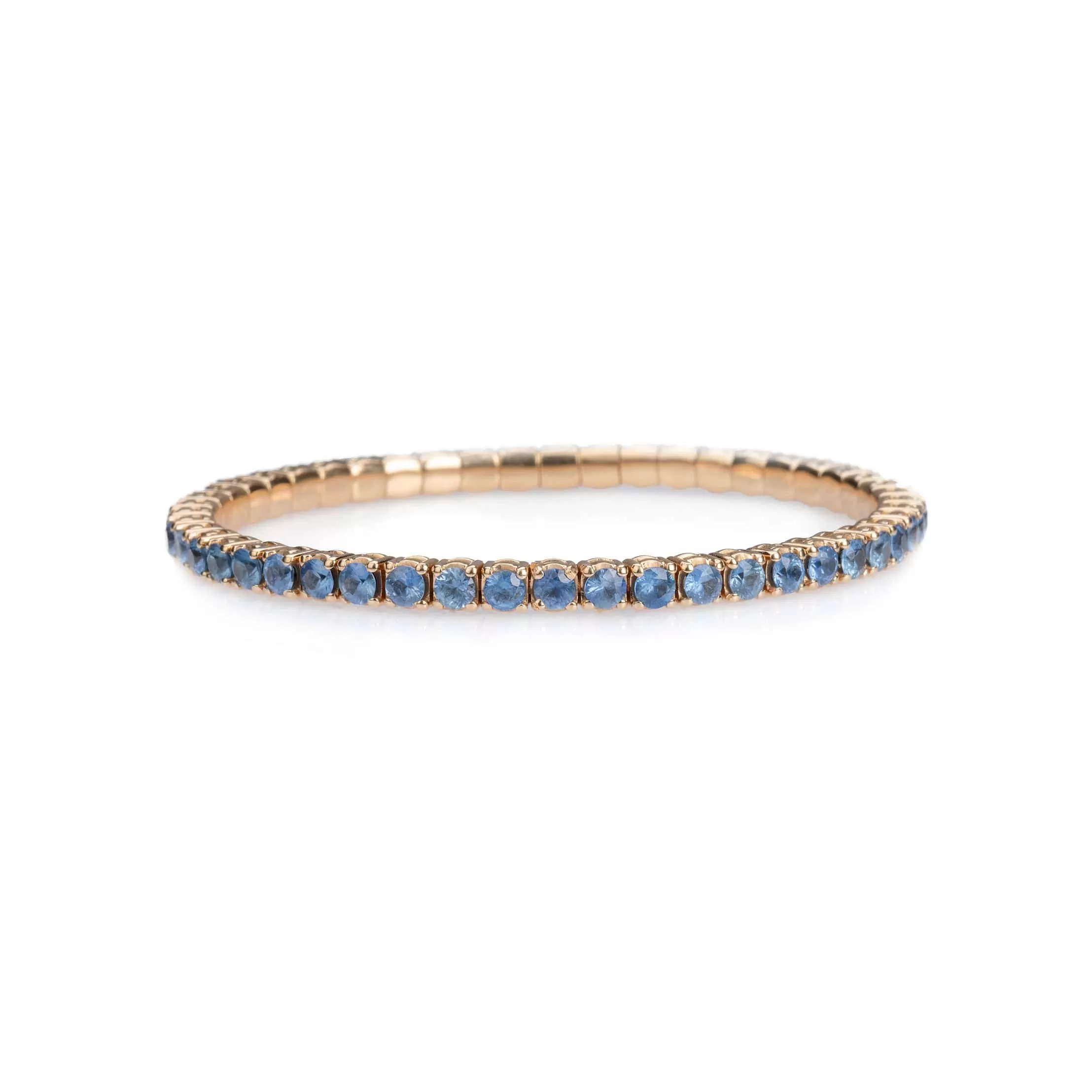 18K Gold Stretch & Stack Sky Blue Sapphire Tennis Bracelet, 8.55-18 Carats