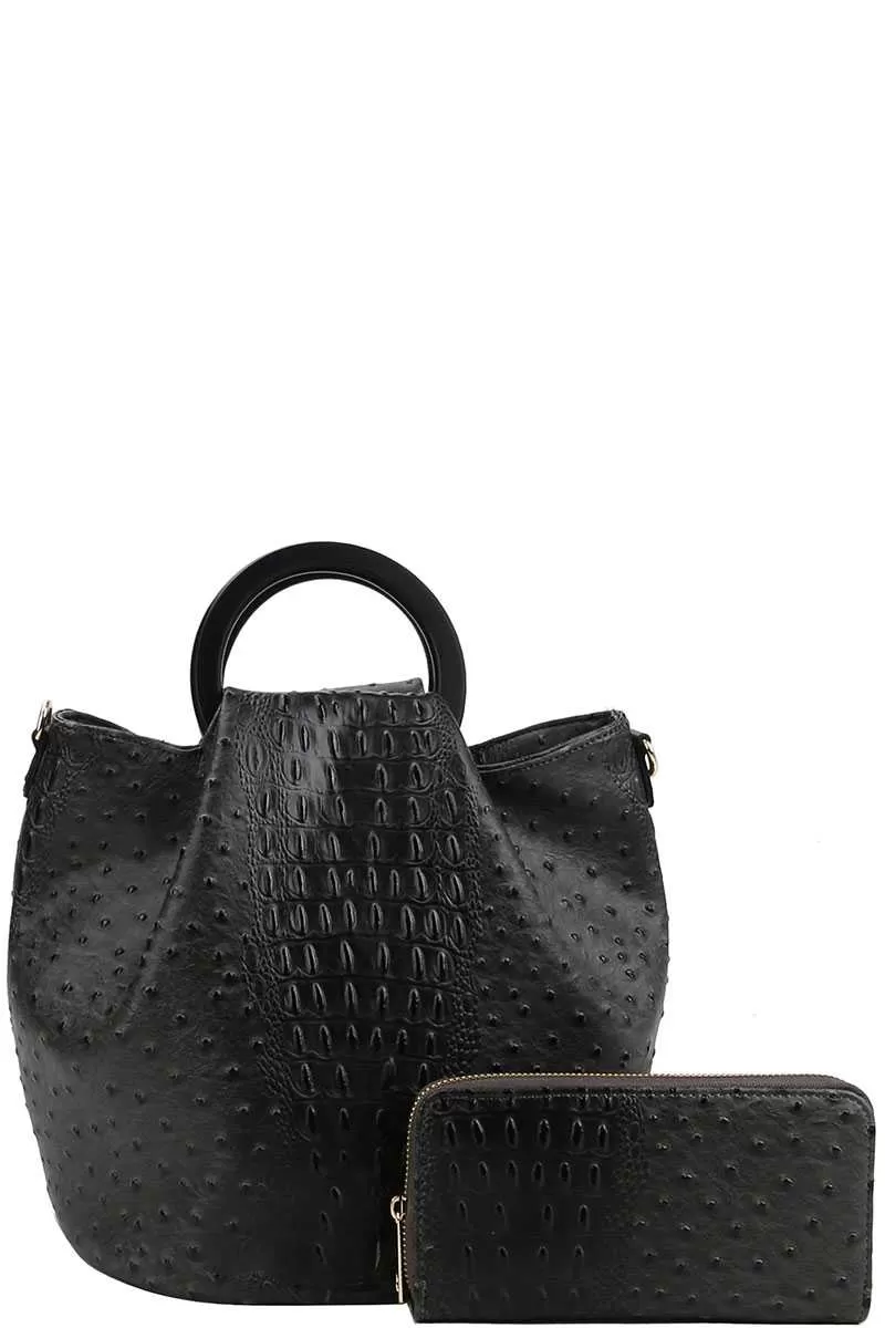 2in1  Croco Pattern Satchel