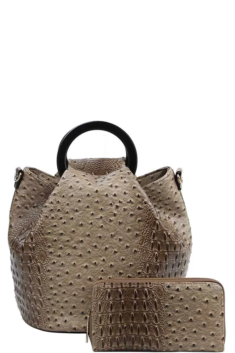 2in1  Croco Pattern Satchel