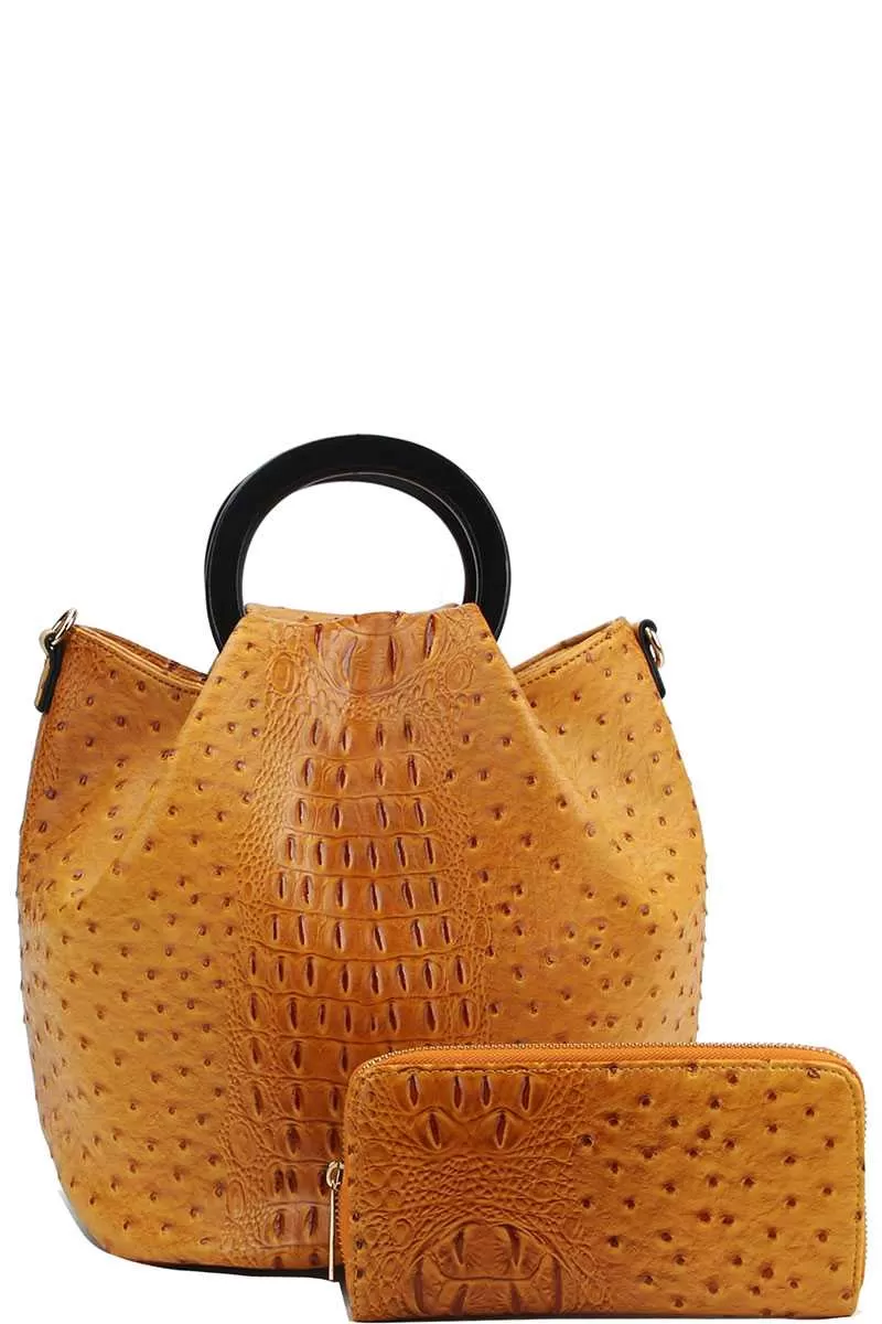 2in1  Croco Pattern Satchel