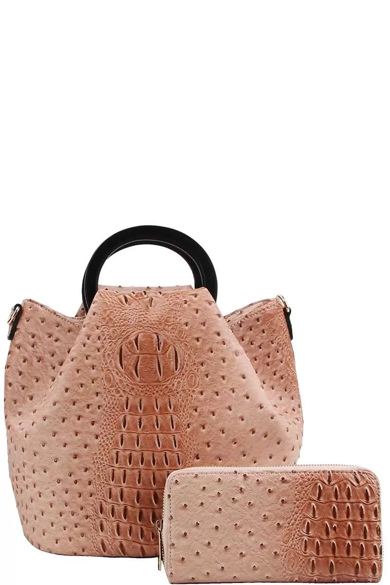 2in1  Croco Pattern Satchel