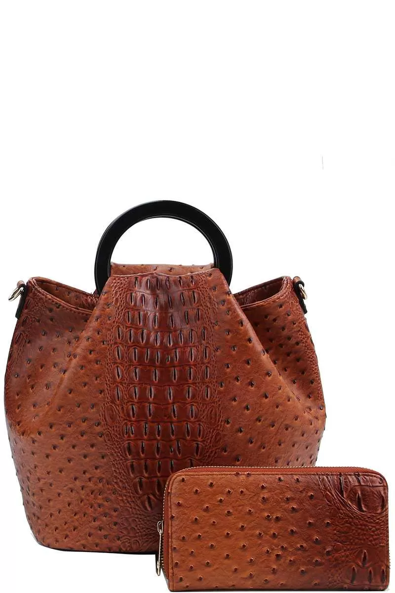 2in1  Croco Pattern Satchel