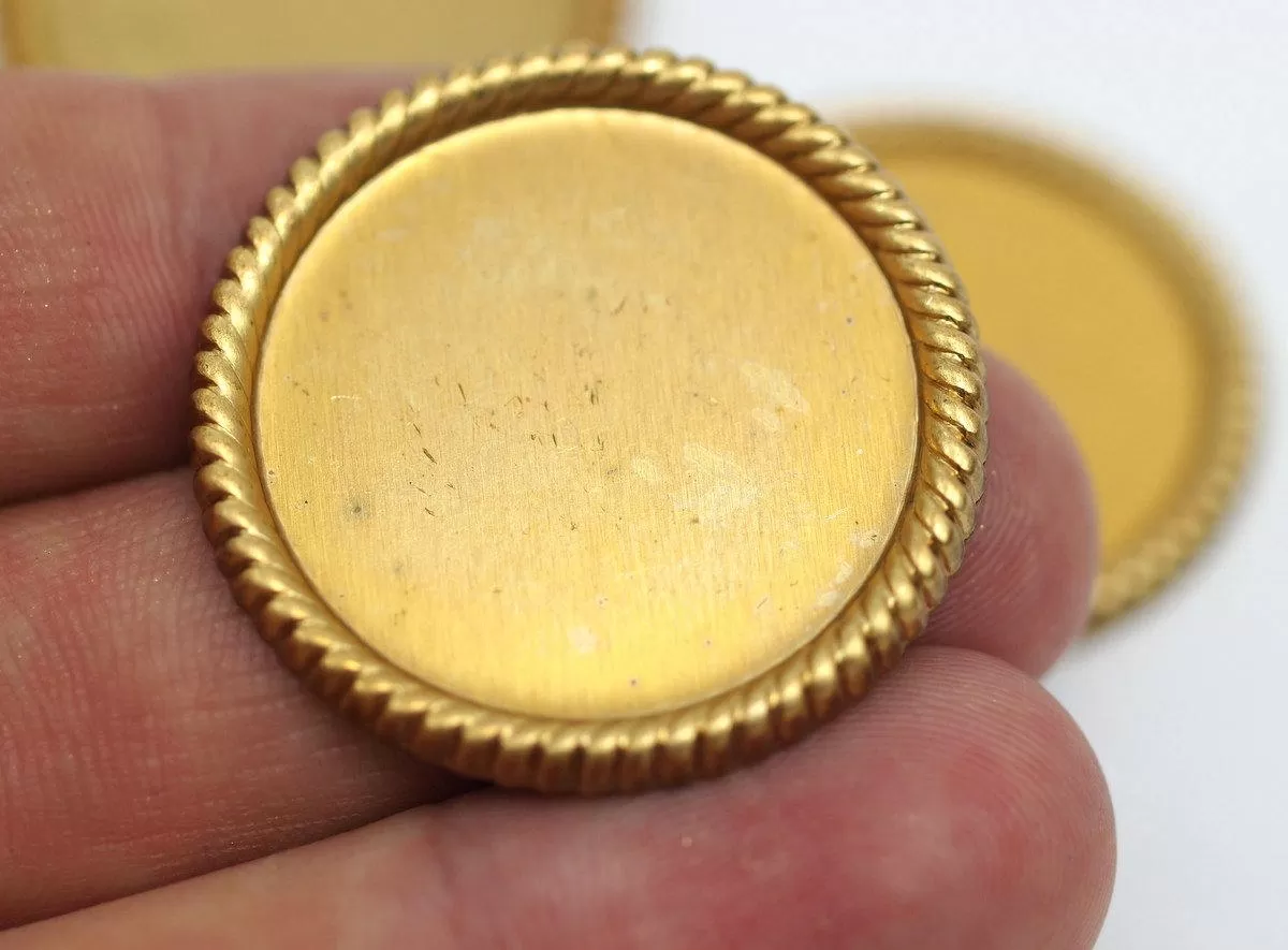 3 Vintage Raw Brass 33 Mm Pendant Setting With 27 Mm Cameo Base