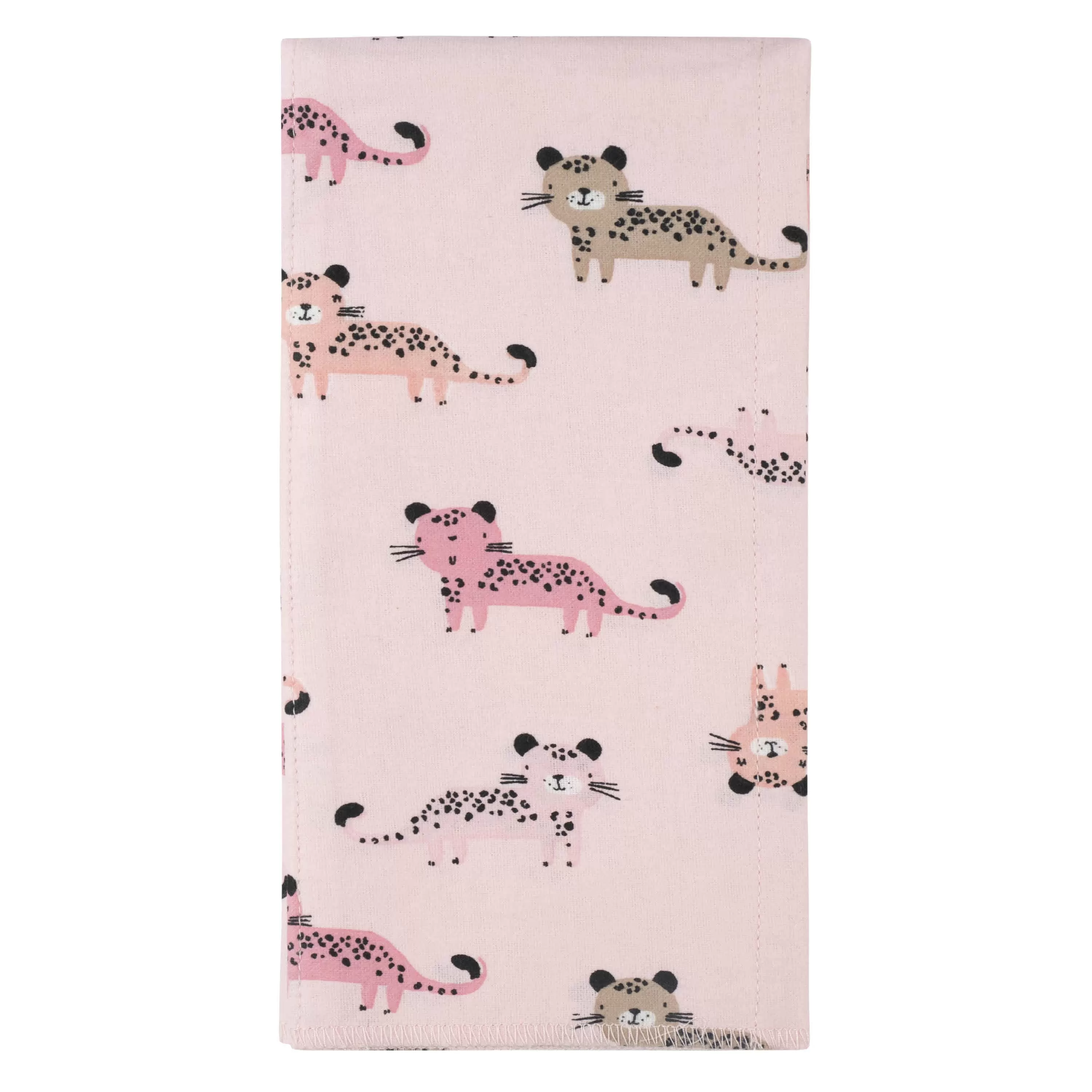 4-Pack Girls Leopard Flannel Burp Cloths