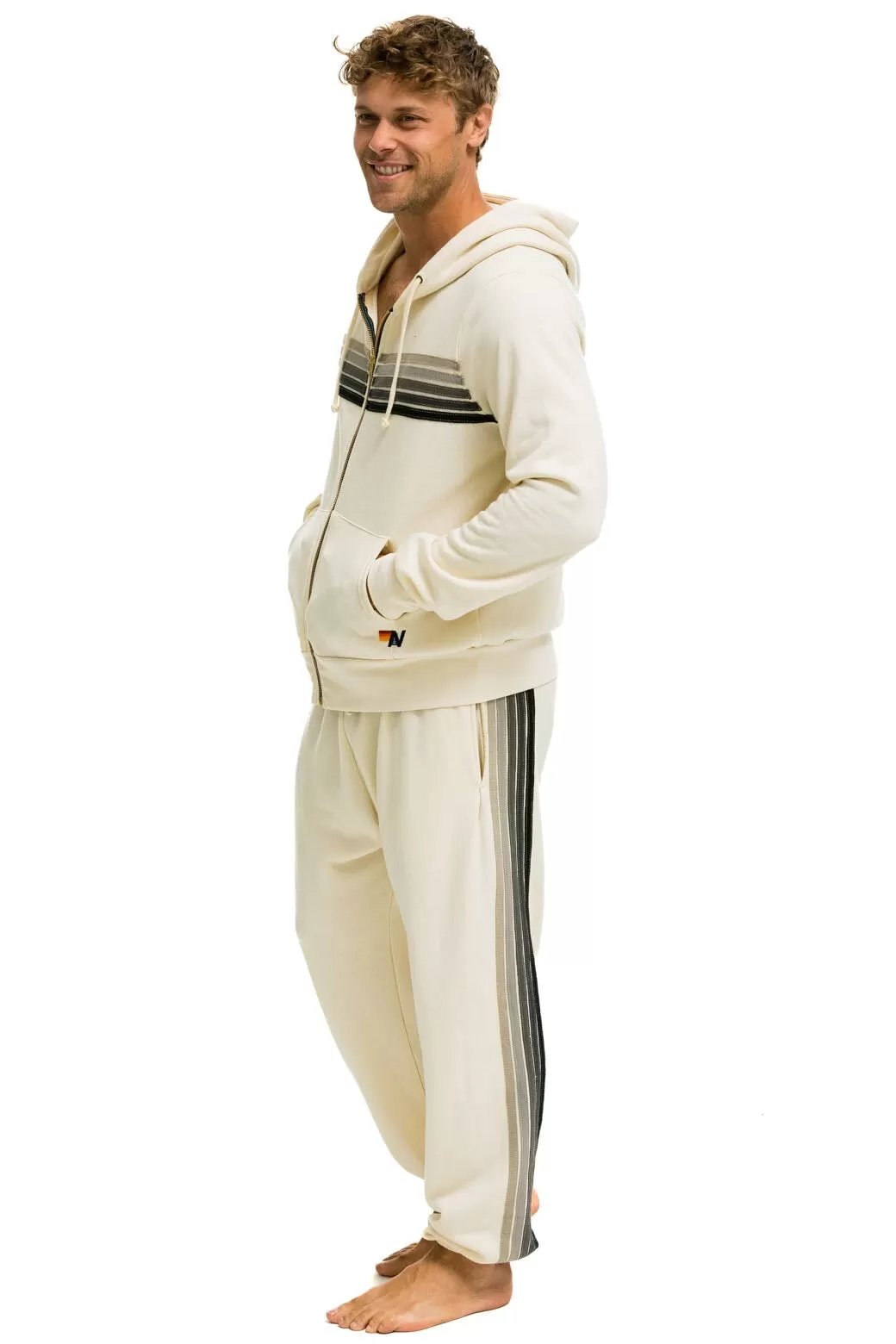 5 STRIPE SWEATPANTS - VINTAGE WHITE // GREY