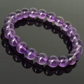 8mm Natural Amethyst Healing Crystal Bracelet from Brazil | Crown Third Eye Chakra Reiki Healing | Uplift Brainwork