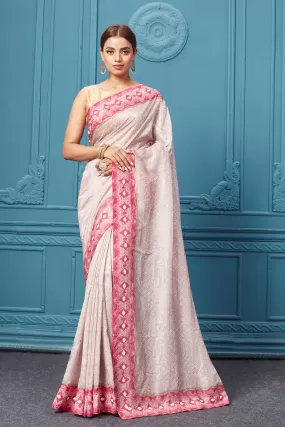 91A103 Pink Mulberry Silk Saree Set