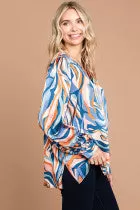 Abstract Satin Blouse