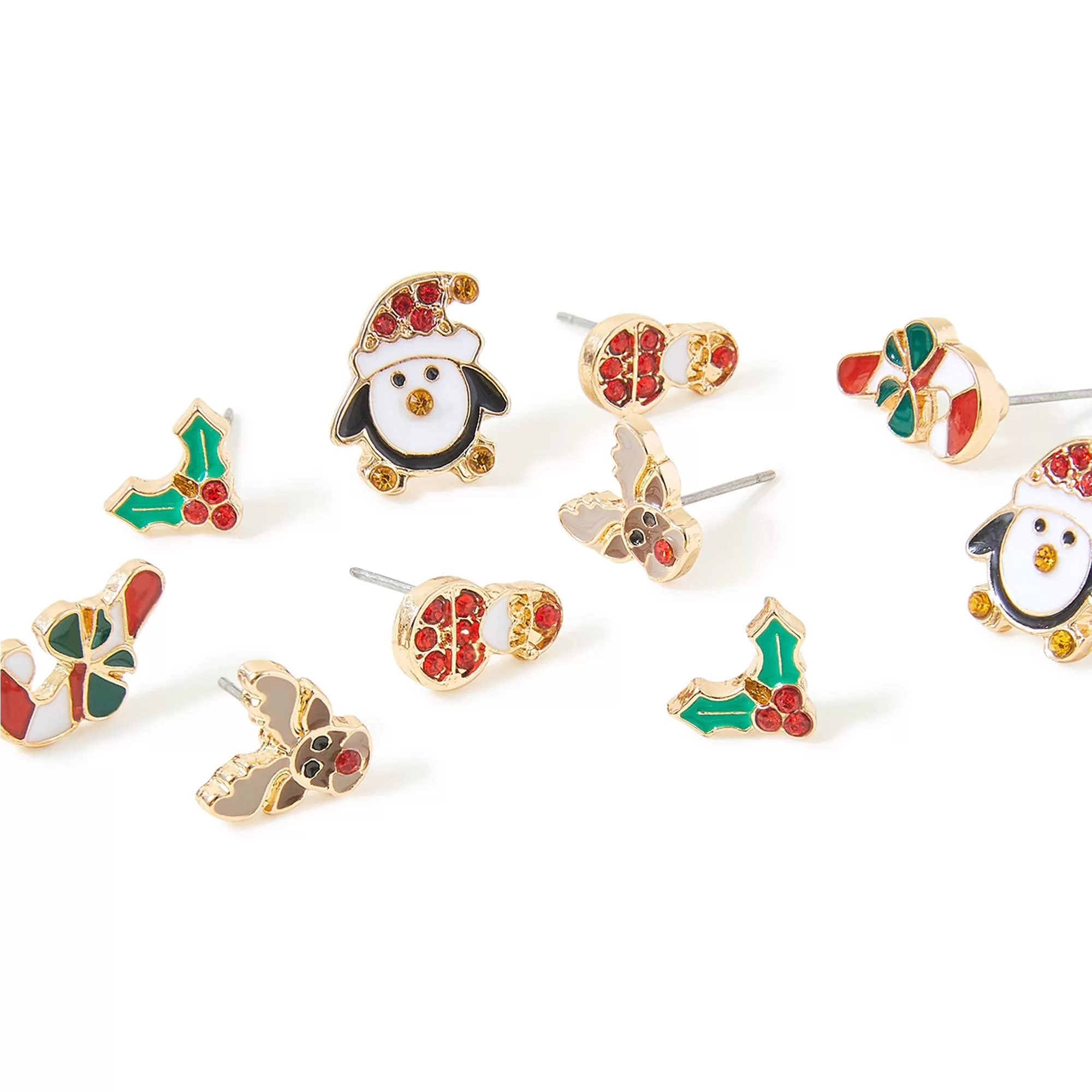 Accessorize London Women's Christmas Stud Earrings 5 Pack