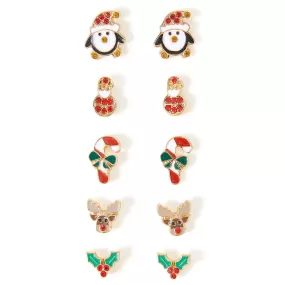 Accessorize London Women's Christmas Stud Earrings 5 Pack