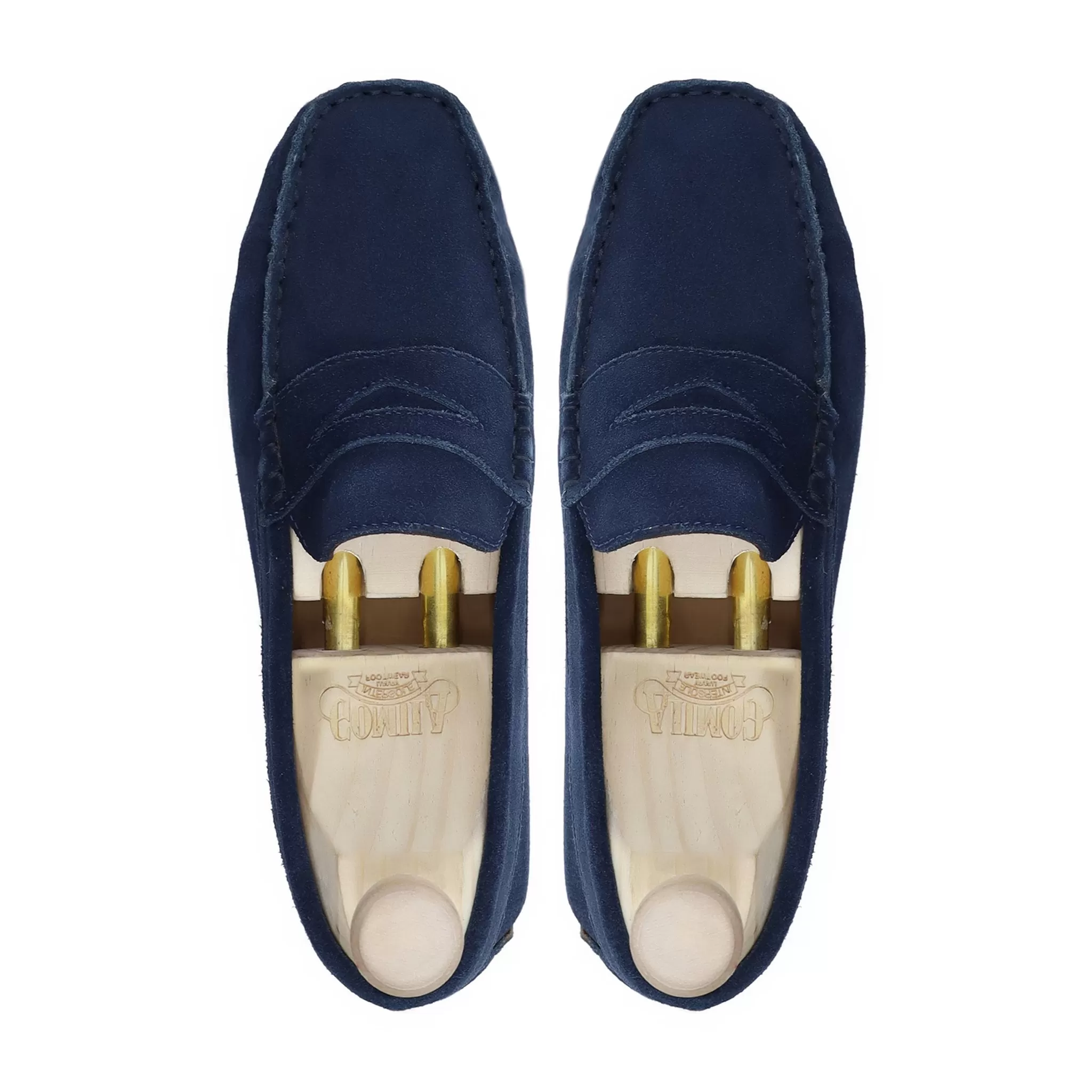 Adan - Men's Dark Blue Kid Suede Driver Shoe