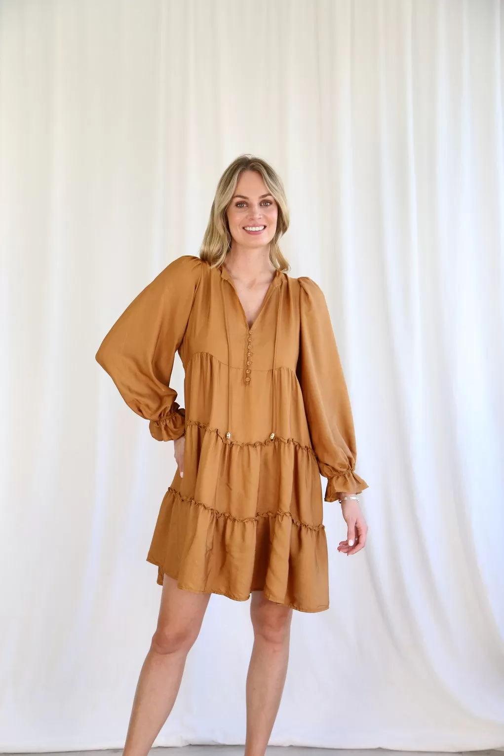 ADELAIDE long sleeve dress (tan)