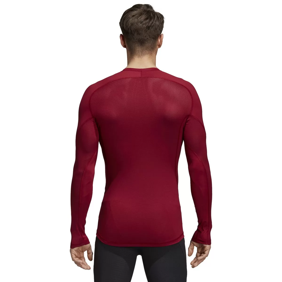 adidas Men's Collegiate Burgundy Alphaskin Long Sleeve Tee