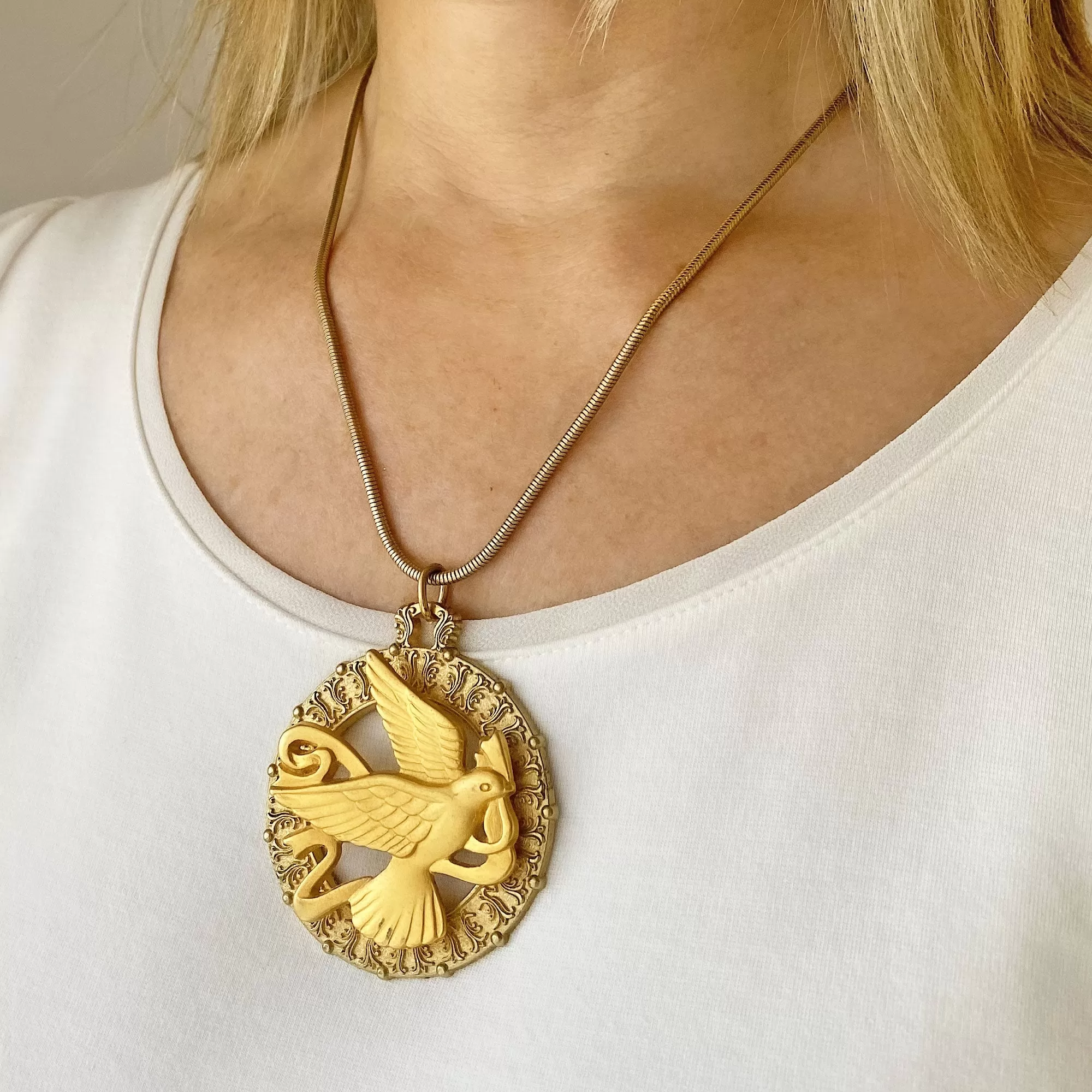 AILEEN statement dove pendant necklace