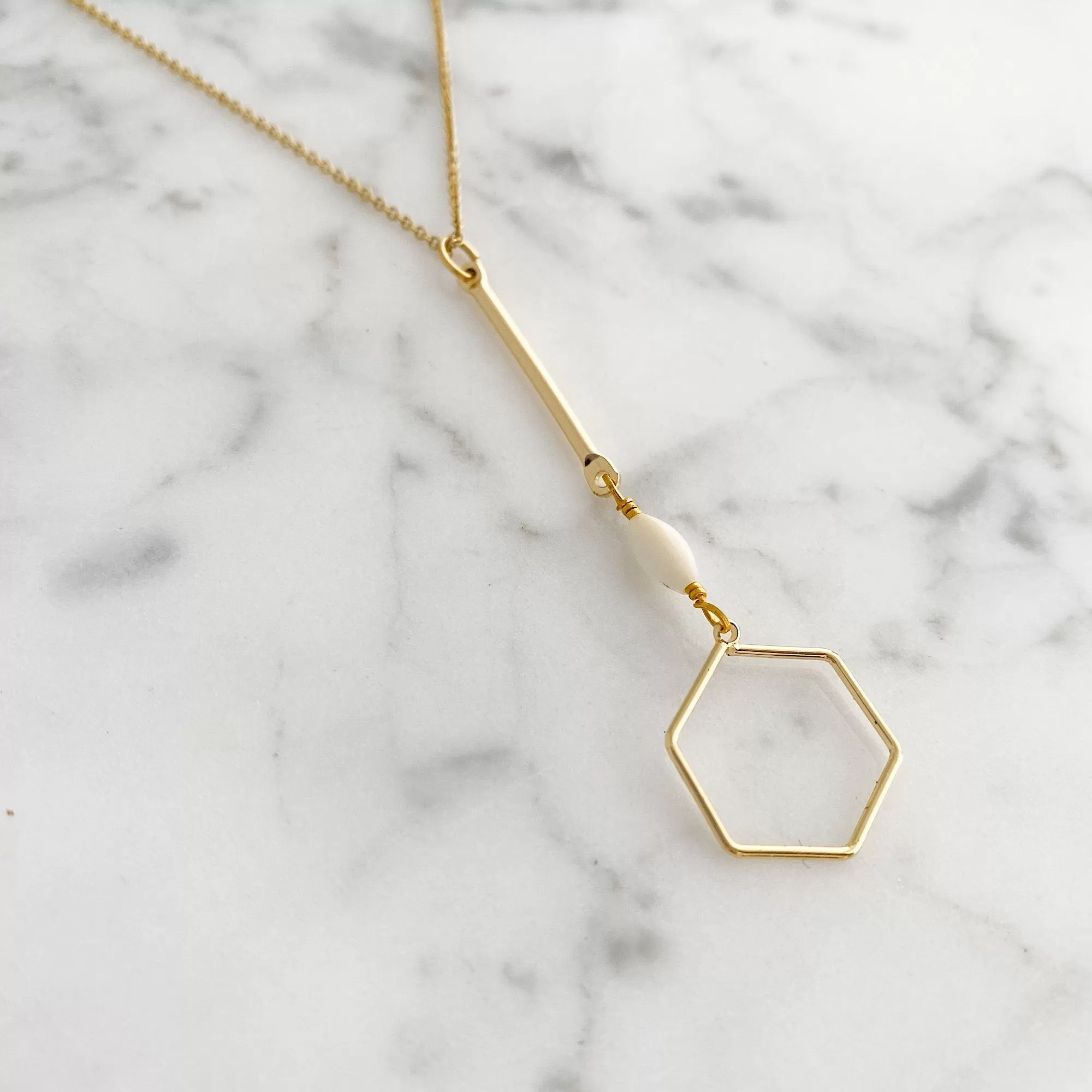 AINSLAY gold hexagon pendant necklace