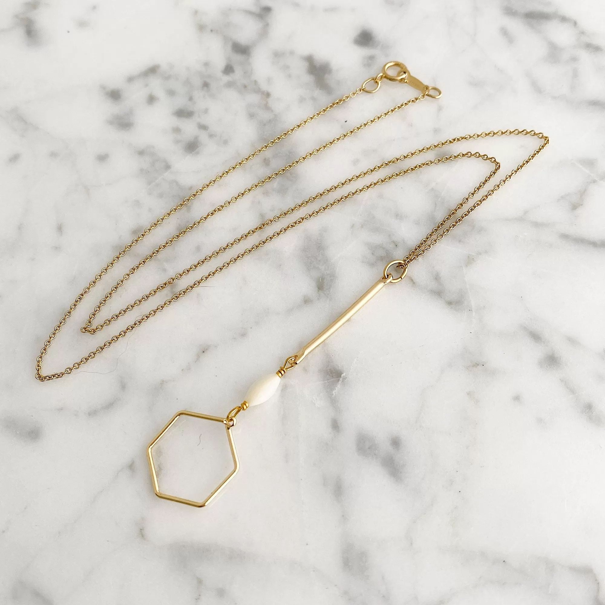 AINSLAY gold hexagon pendant necklace