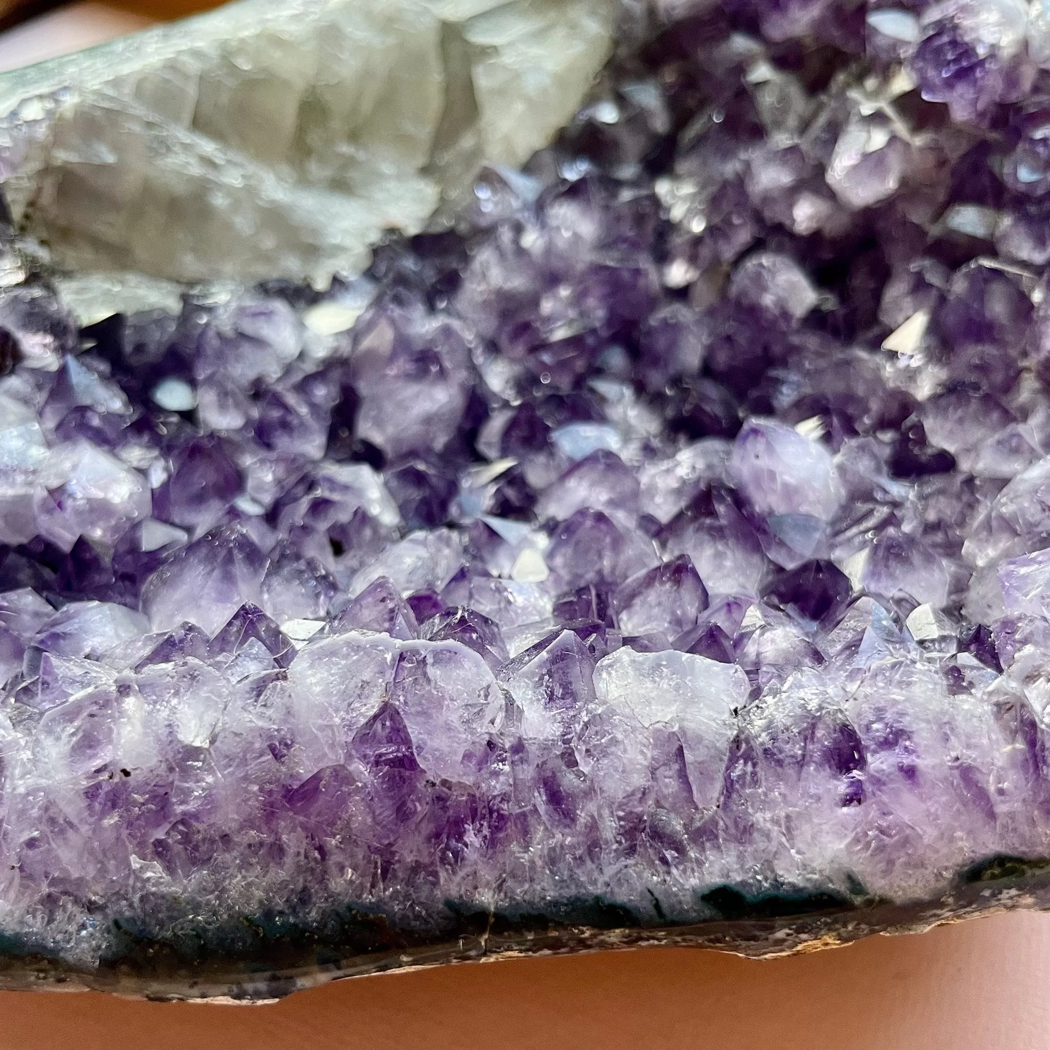 Amethyst with calcite - amethyst oval dish