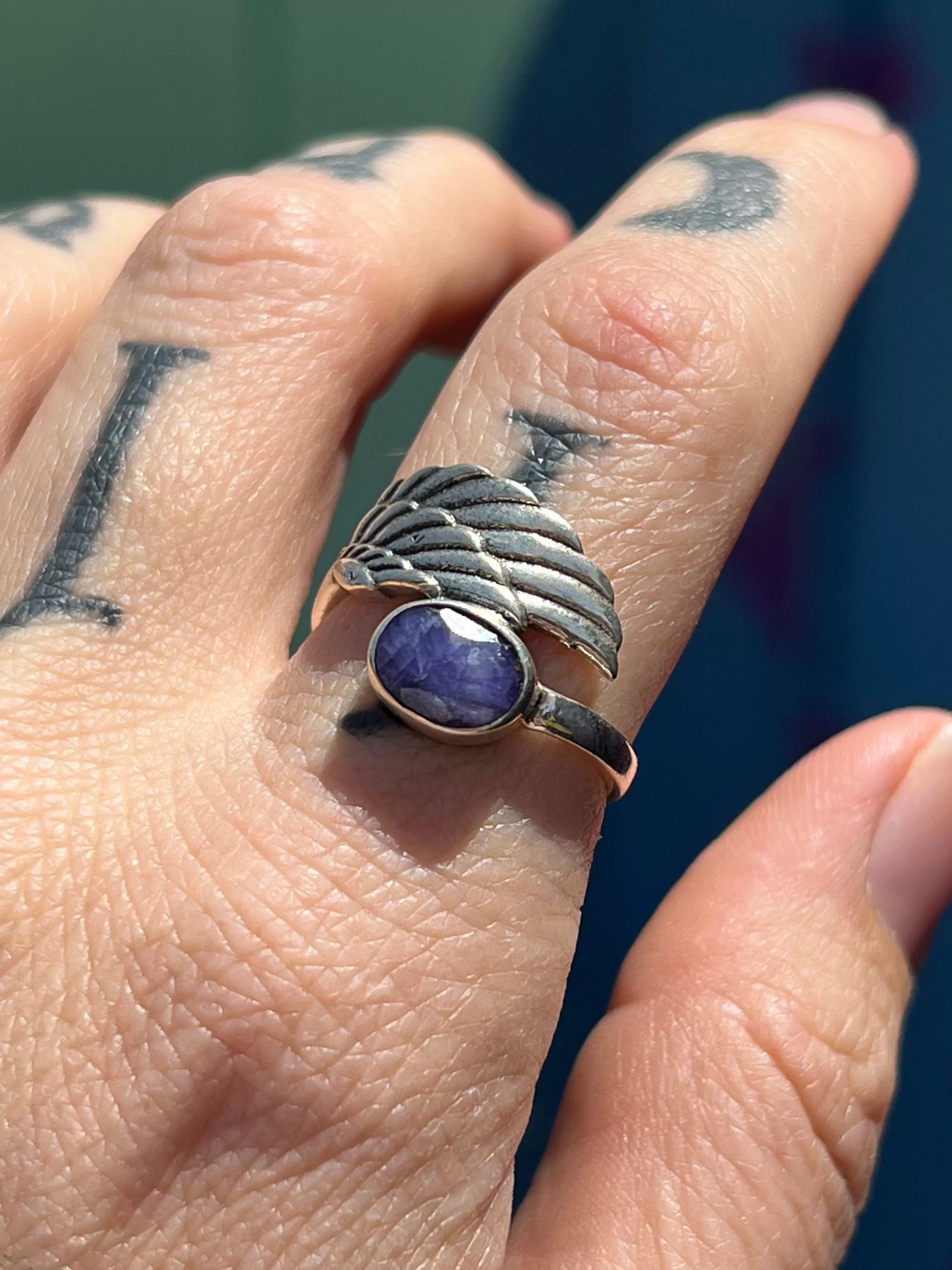 Angel Wing Ring with Charoite size 7.5