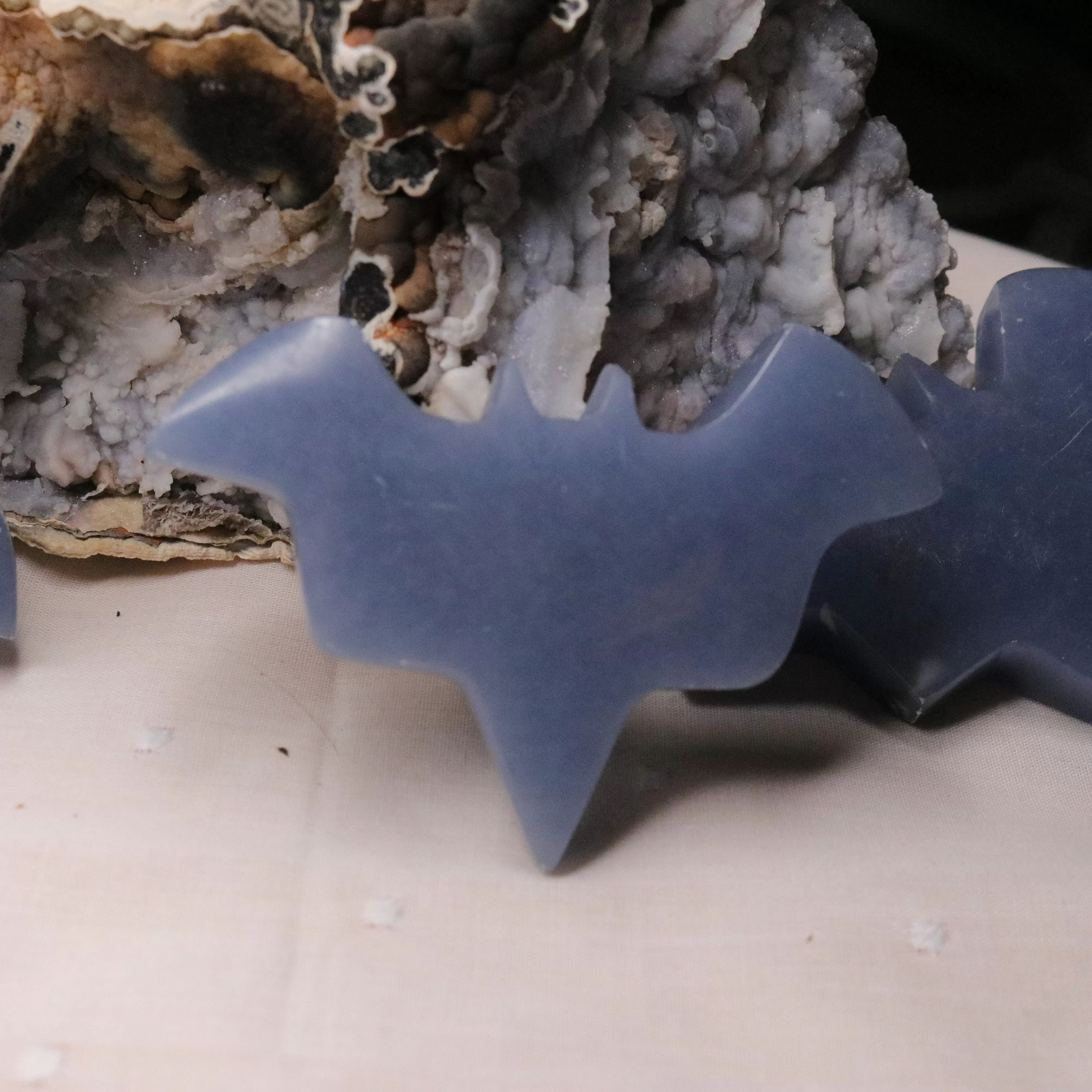 Angelite Bat Carvings from Peru