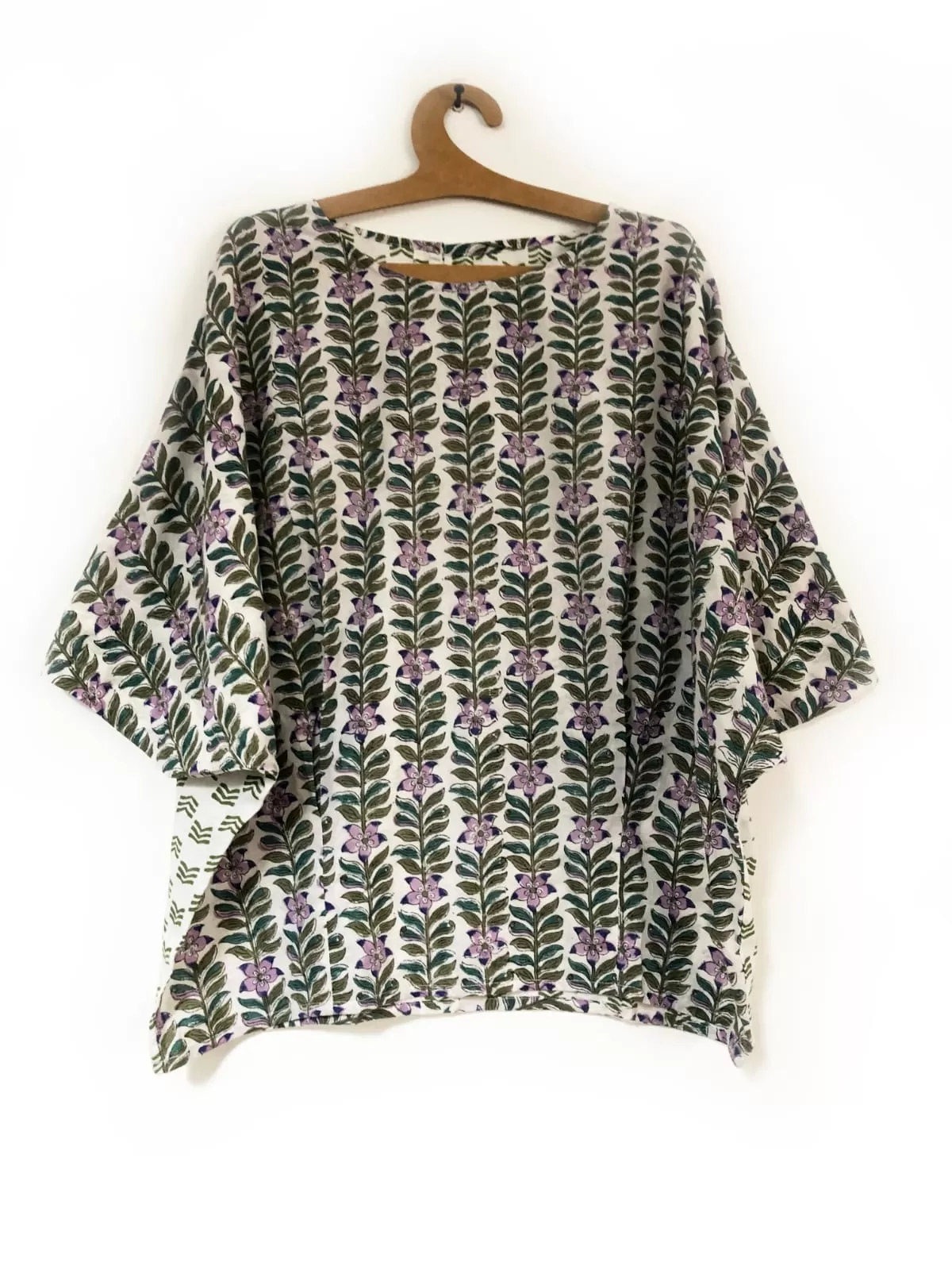 Anya Block Printed Top - Moss