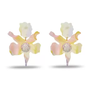 APRICOT OMBRE CRYSTAL LILY EARRINGS