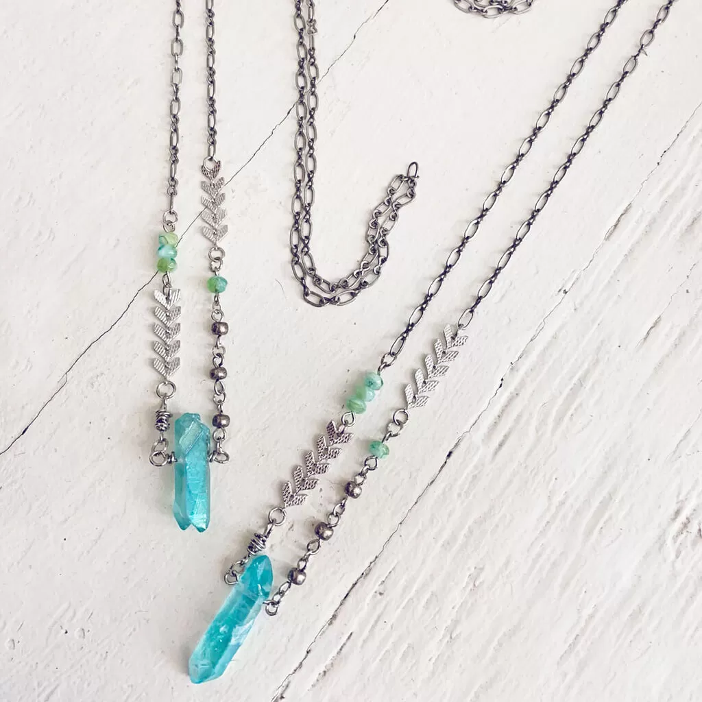 aqua aura // blue quartz crystal pendant necklace