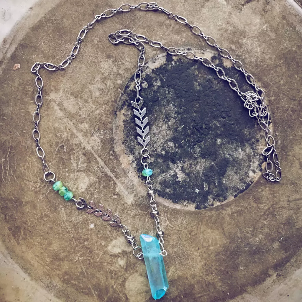 aqua aura // blue quartz crystal pendant necklace