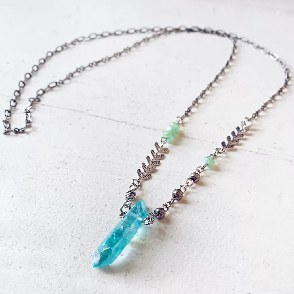 aqua aura // blue quartz crystal pendant necklace