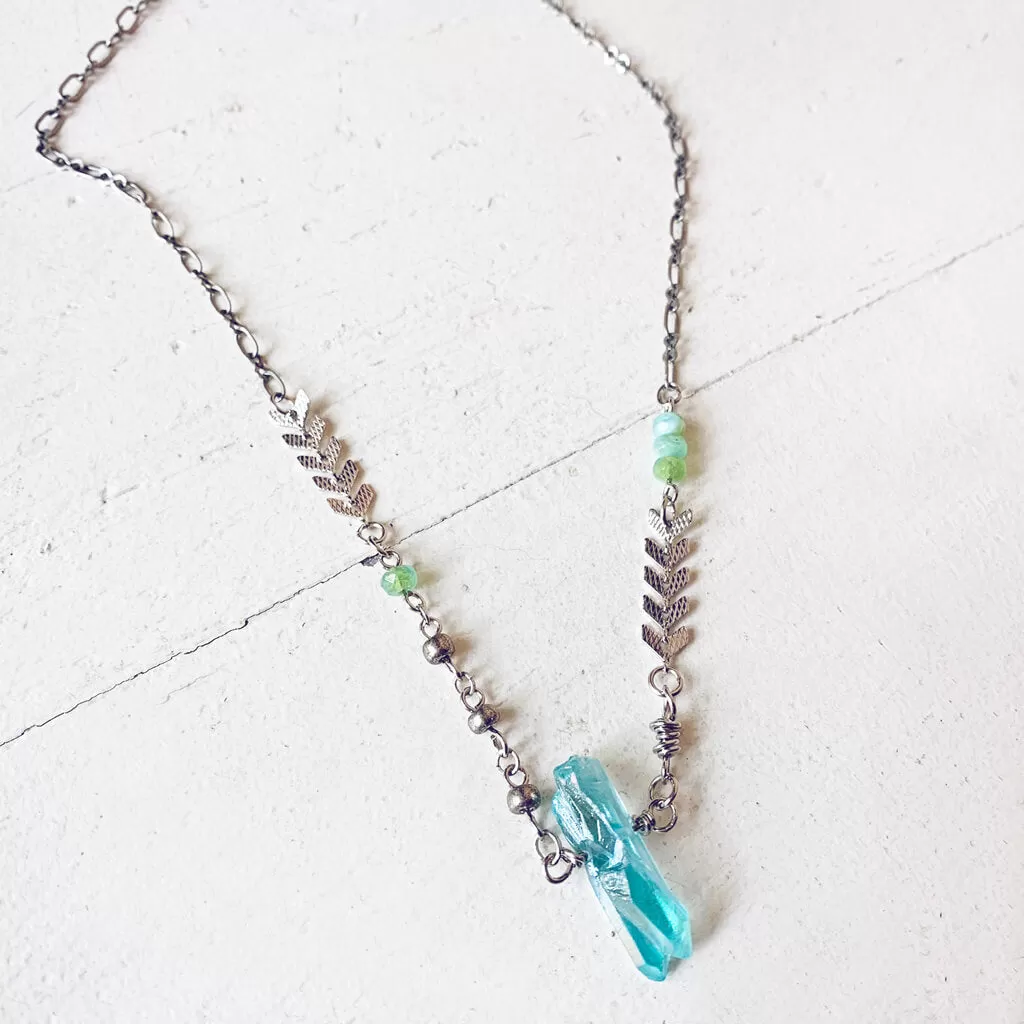 aqua aura // blue quartz crystal pendant necklace