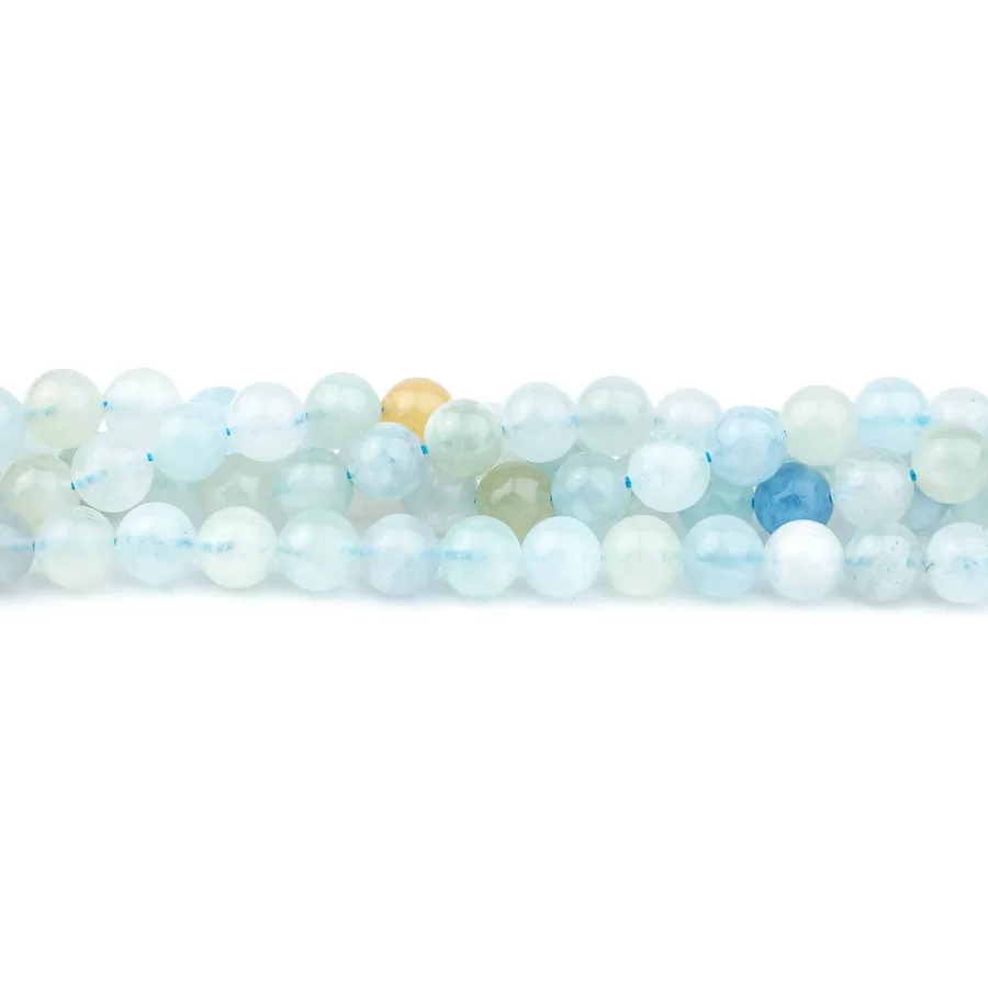 Aquamarine Multi Natural 6mm Round A Grade - 15-16 Inch