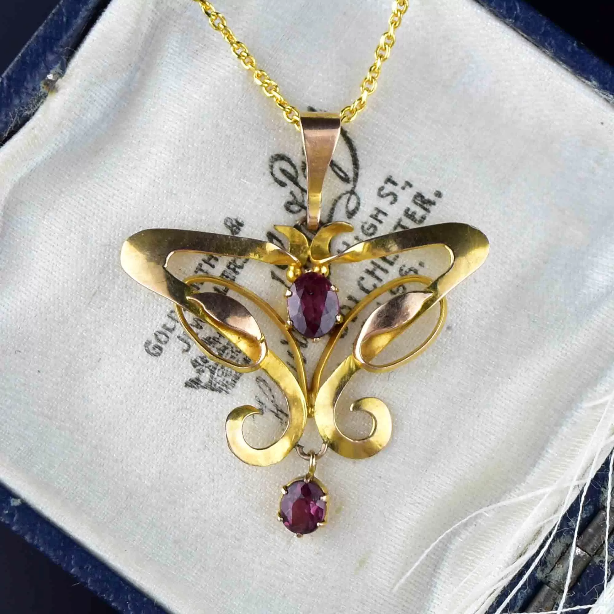 Art Nouveau Gold Amethyst Pendant Necklace