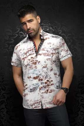 Au Noir  Extensible Short Sleeve Shirt | Suarez White Beige