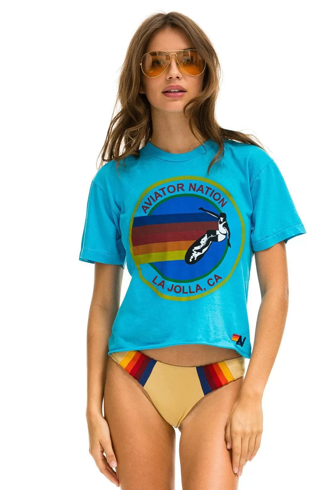 AVIATOR NATION LA JOLLA BOYFRIEND TEE - NEON BLUE