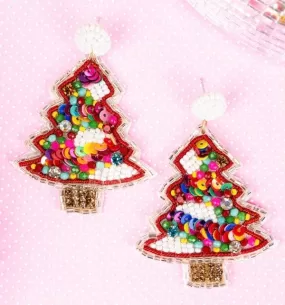 Beaded Christmas earrings