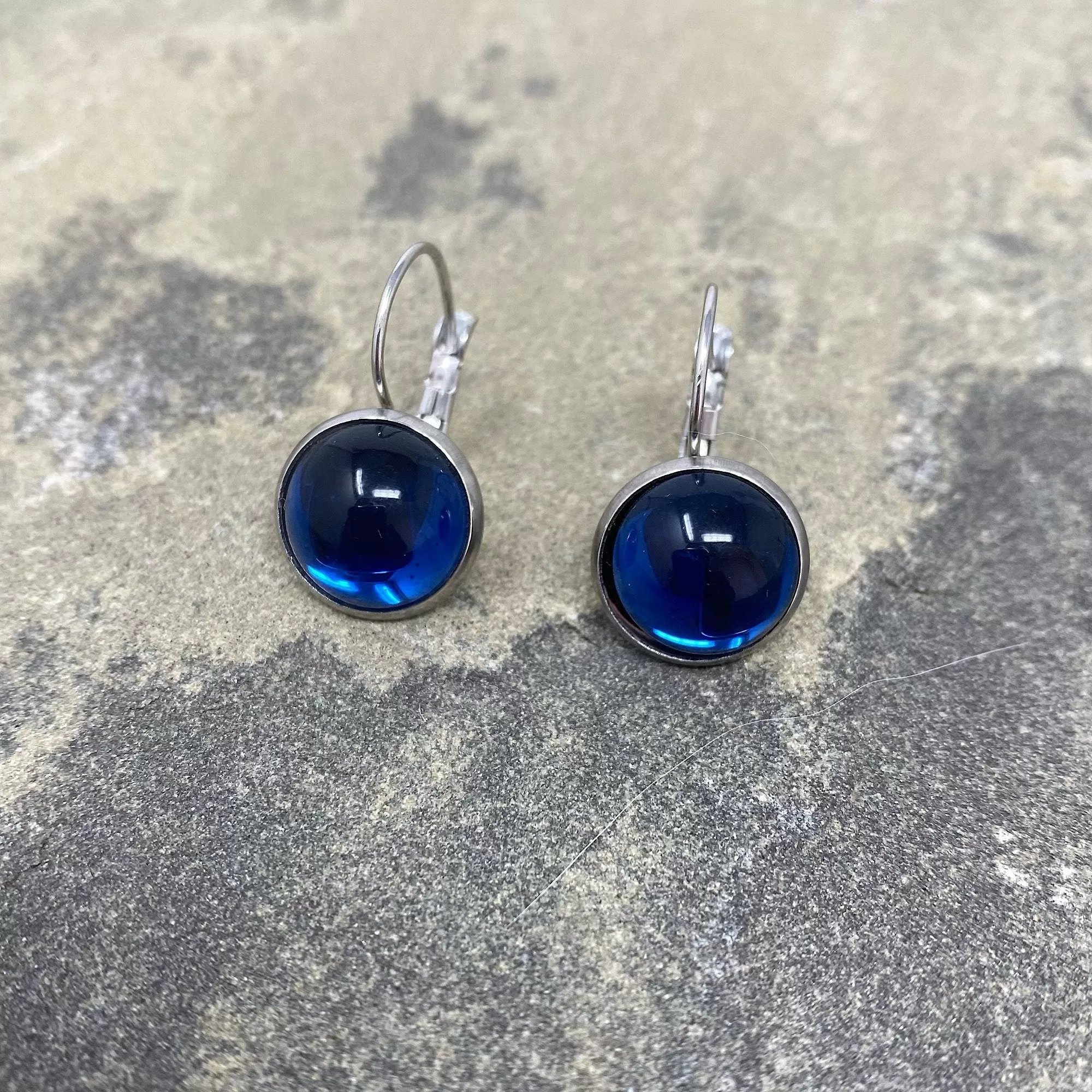 BENTON silver and sapphire blue drop earrings