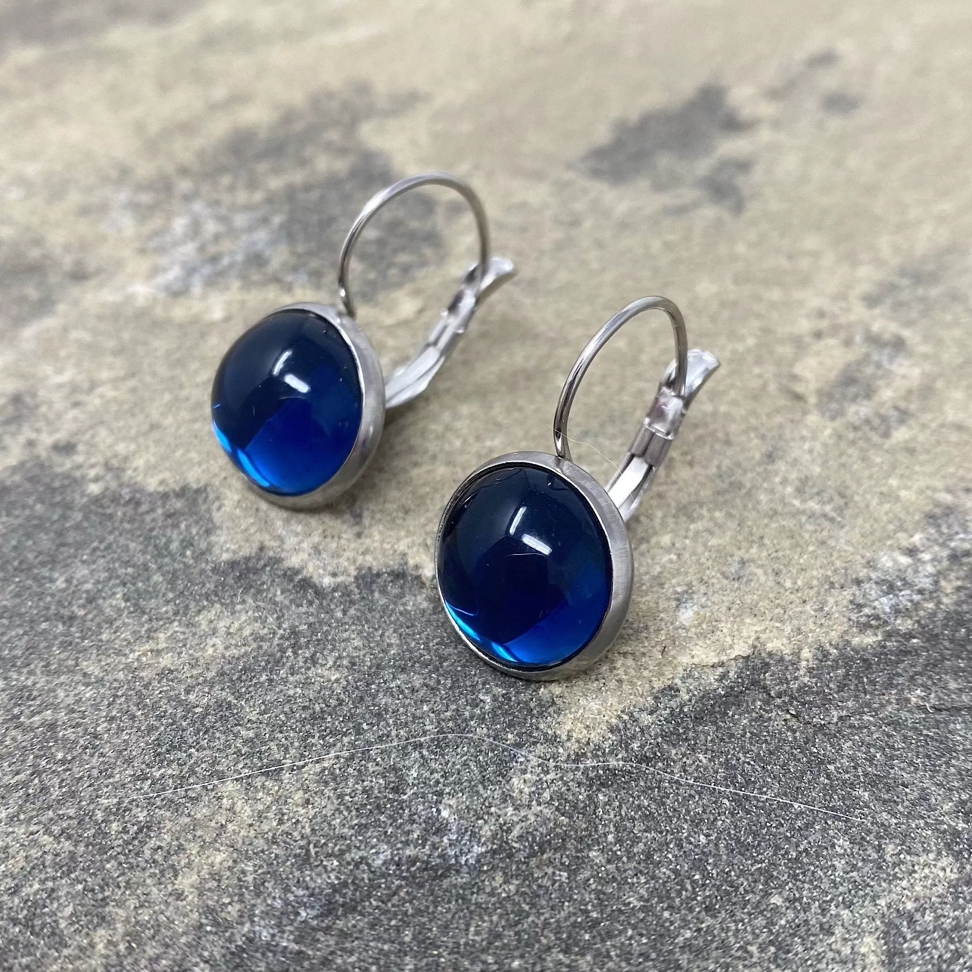 BENTON silver and sapphire blue drop earrings