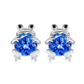 Birthstone Frog Earring S925 Sterling Silver Frog Stud Earrings Jewelry for Women Wife Birthday Day Gifts for Girls Daughter