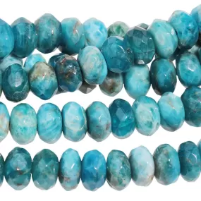 Blue Apatite 8mm Faceted Rondelle 8-Inch