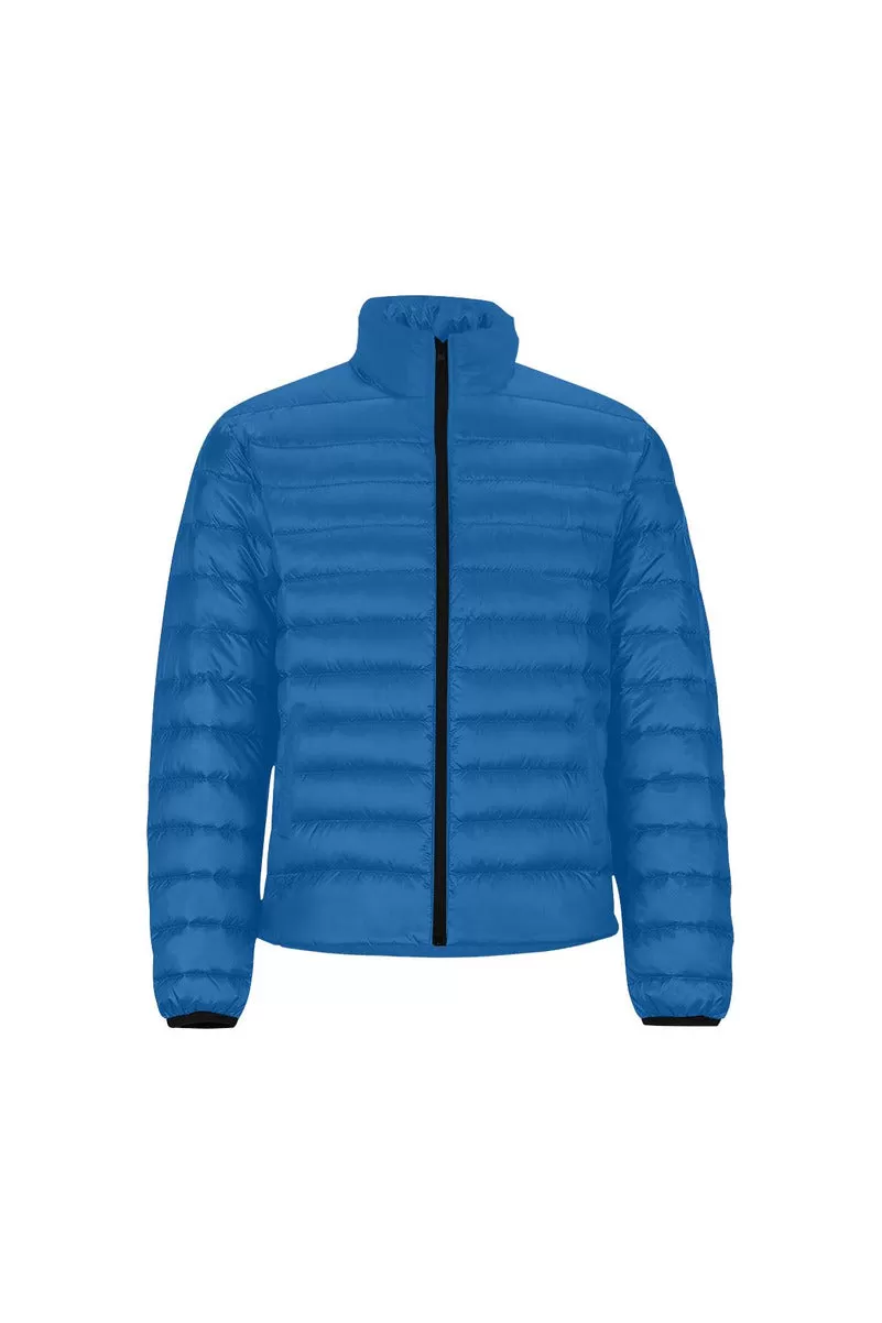 Blue Men's Stand Collar Padded Jacket (Model H41)