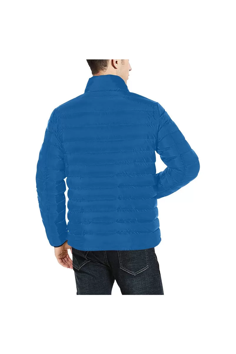 Blue Men's Stand Collar Padded Jacket (Model H41)