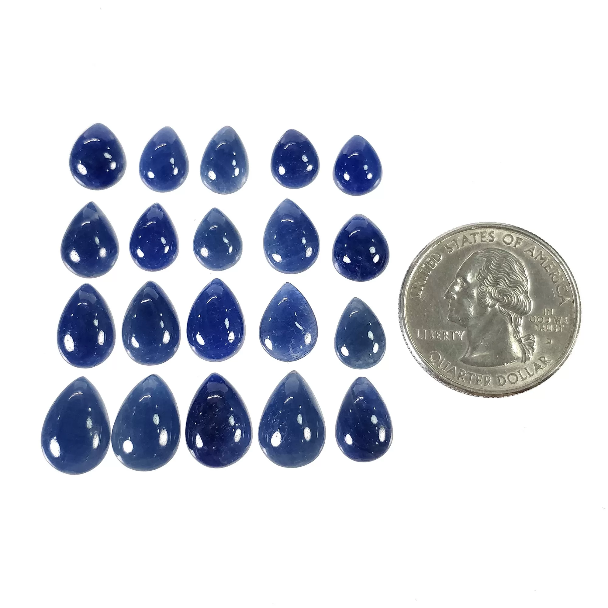 BLUE SAPPHIRE Gemstone Cabochon : 64.70cts Natural Untreated Unheated Sapphire Pear Shape 13*9mm - 9*7mm 20pcs